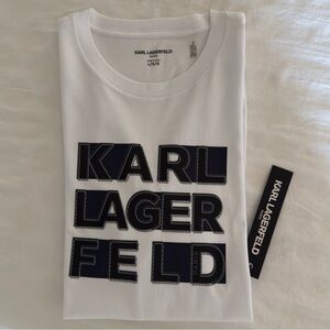 Karl Lagerfeld Paris Men's Graphic Logo T-Shirt - White - Size L - NWT